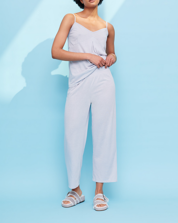 Cropped PJ Bottoms in Silver