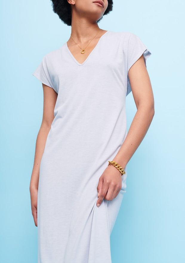 silver-v-neck-dress-cucumber-clothing-cooling-nightdress