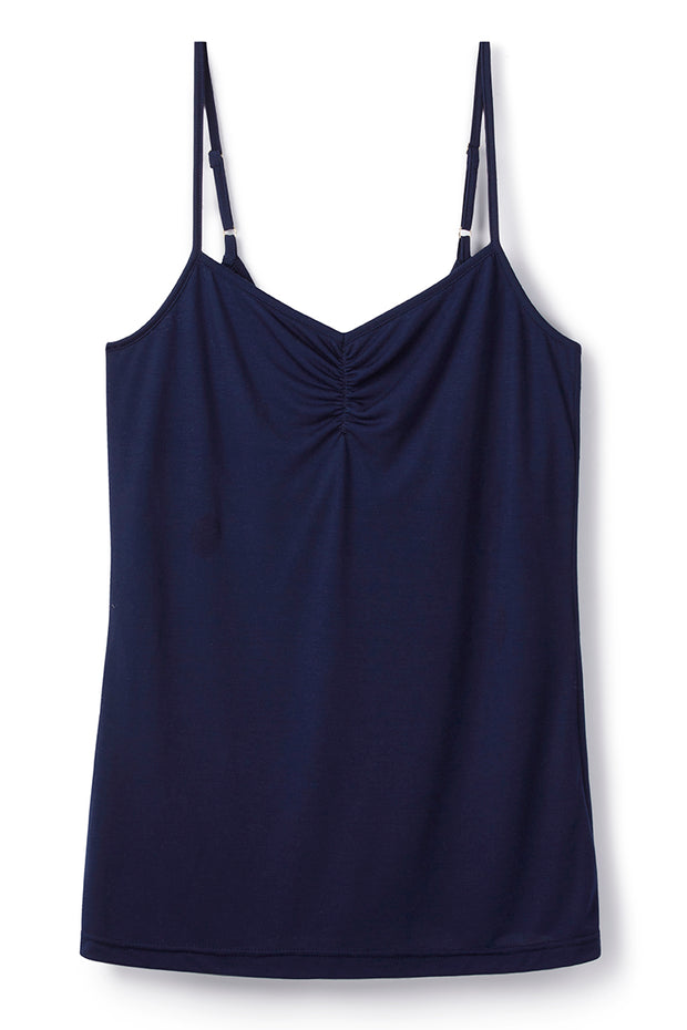 Strappy Top with Built-In Bra Shelf in Navy – Cucumber Clothing Limited