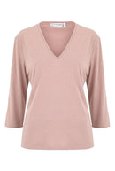 v-neck-dress-pink-three-quart-sleeve-cooling-wicking-breathable-cucumber-clothing