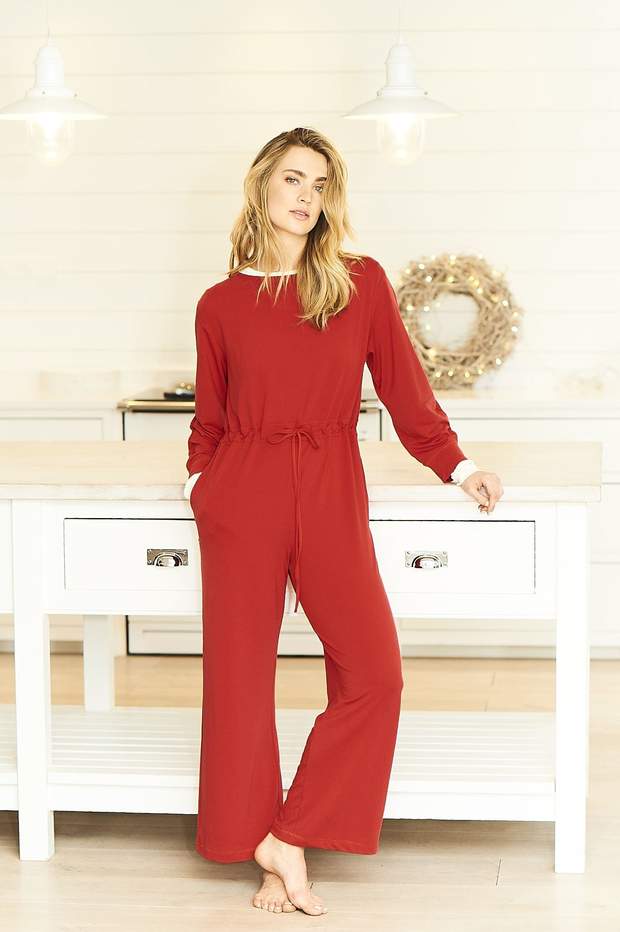 red jersey jumpsuit