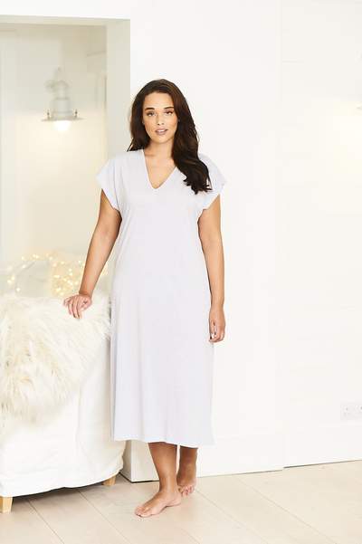 Silver V Neck Dress