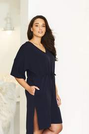 Cashmere Kimono Dress in Dark Navy