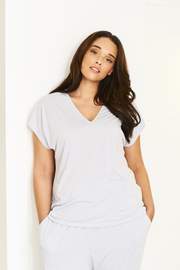 Silver V Neck Top