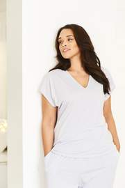 Silver V Neck Top