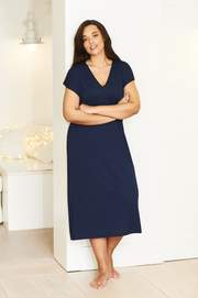 Navy V Neck Dress