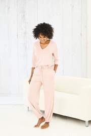 Rose V Neck Three Quarter Sleeve Top