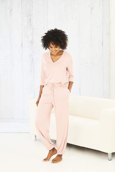 Rose V Neck Three Quarter Sleeve Top