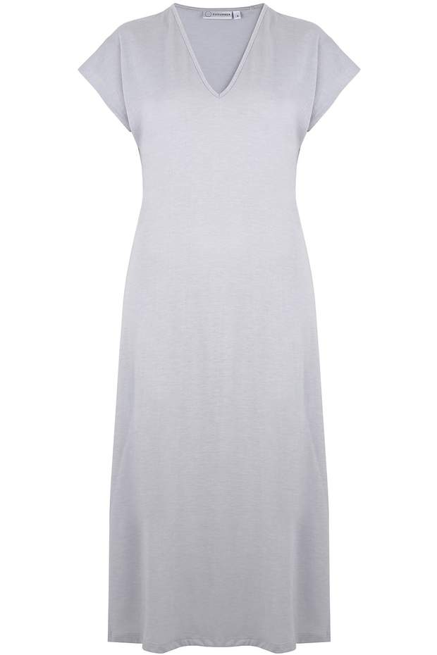 Silver V Neck Dress