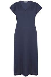 Navy V Neck Dress