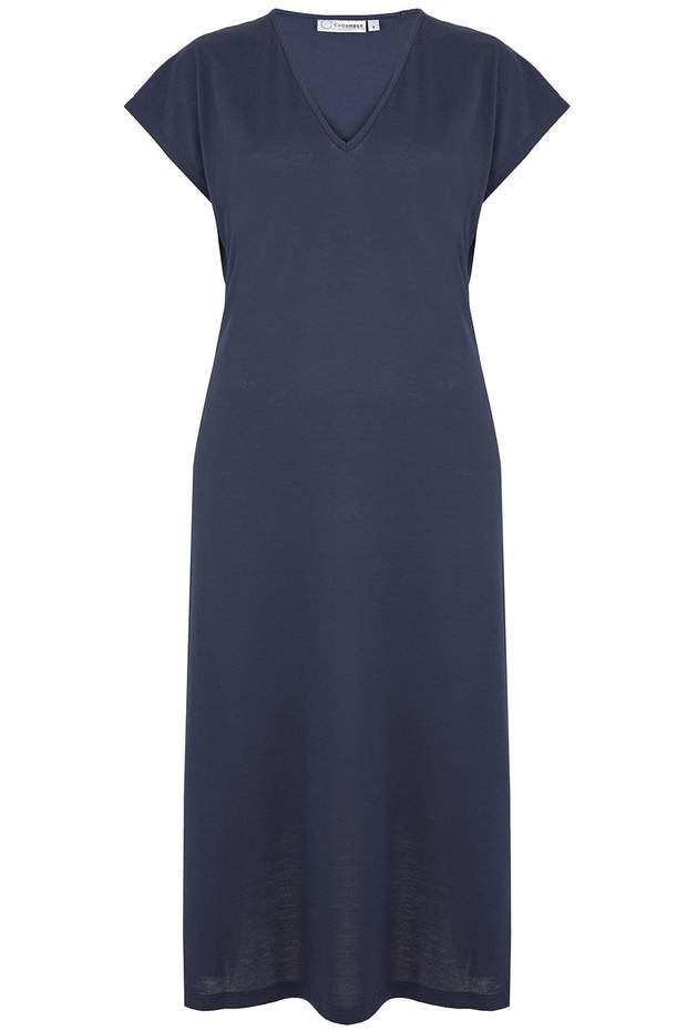 Navy V Neck Dress