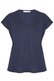 Navy V Neck Top