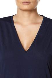 Navy V Neck Top